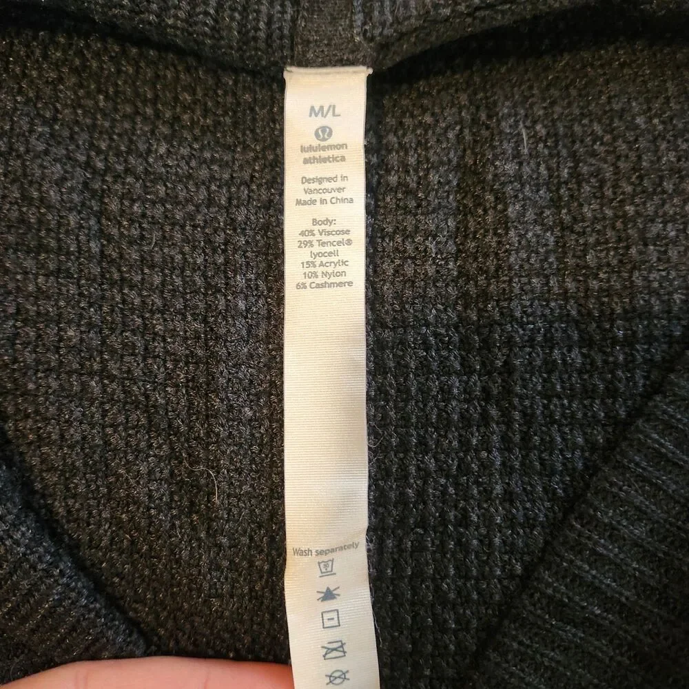 Lululemon Breeze Easy Wrap Sweater Cardigan Black M/L VGUC
